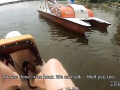 HUNT4K. After fun on catamaran, busty beauty sucks hunter’s cock